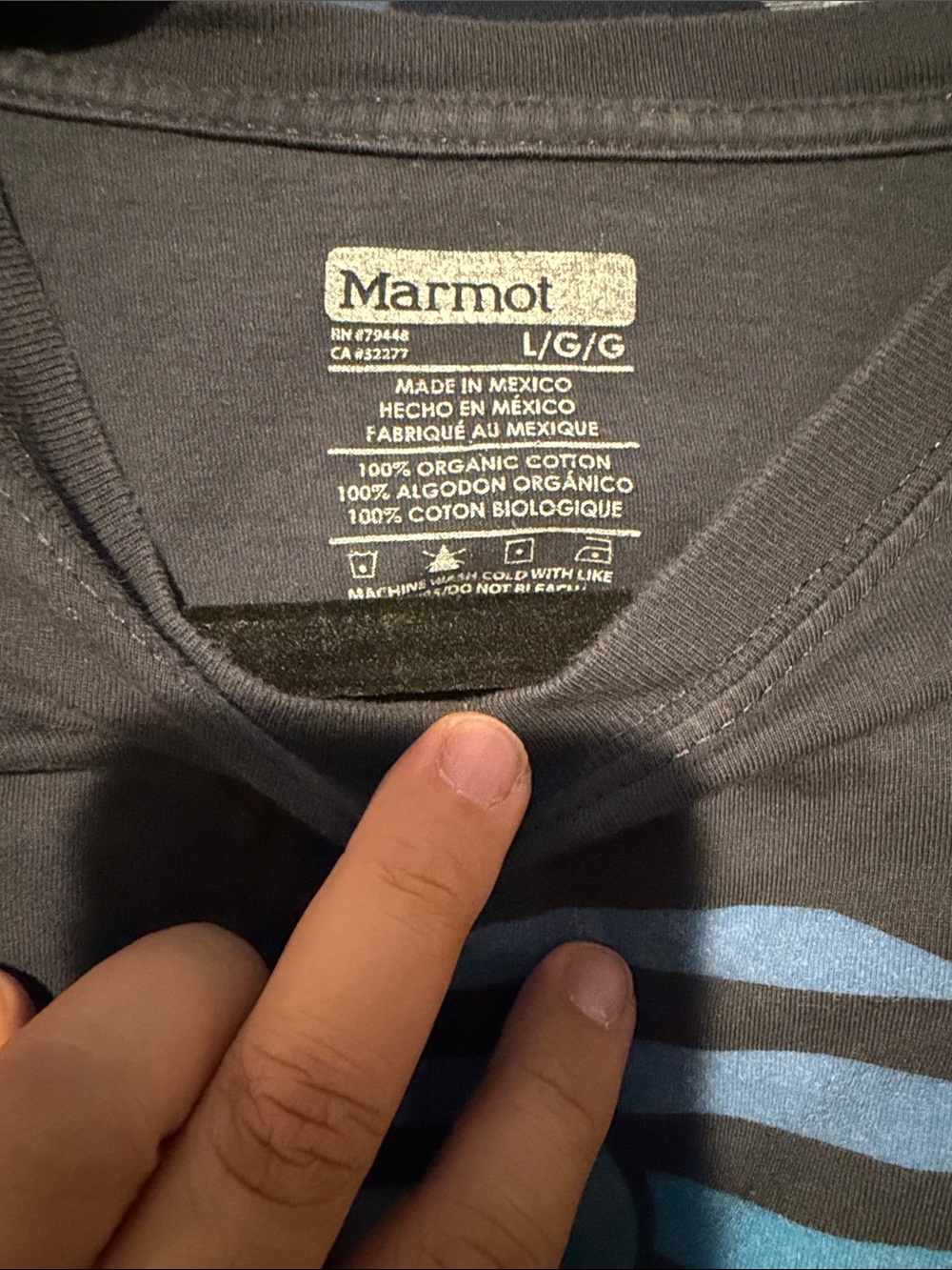 Marmot Men's Navy Blue Graphic Tee with Striped Circle Design Large - Picture 2 of 3